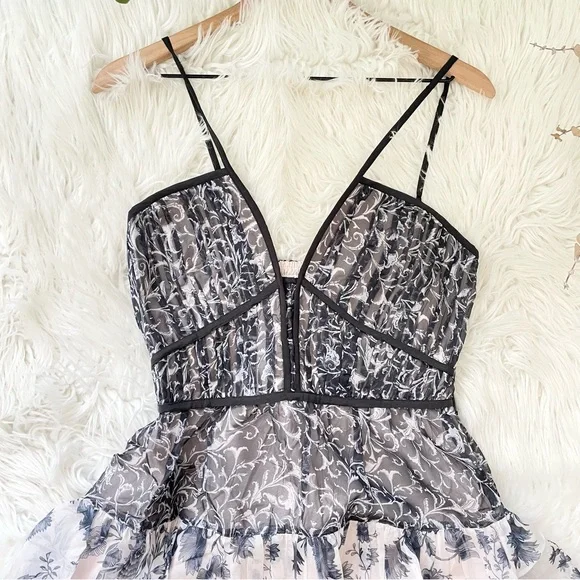 Anthropologie Halter Dress Black White V Neck Medium Midi NWT - Picture 9 of 16